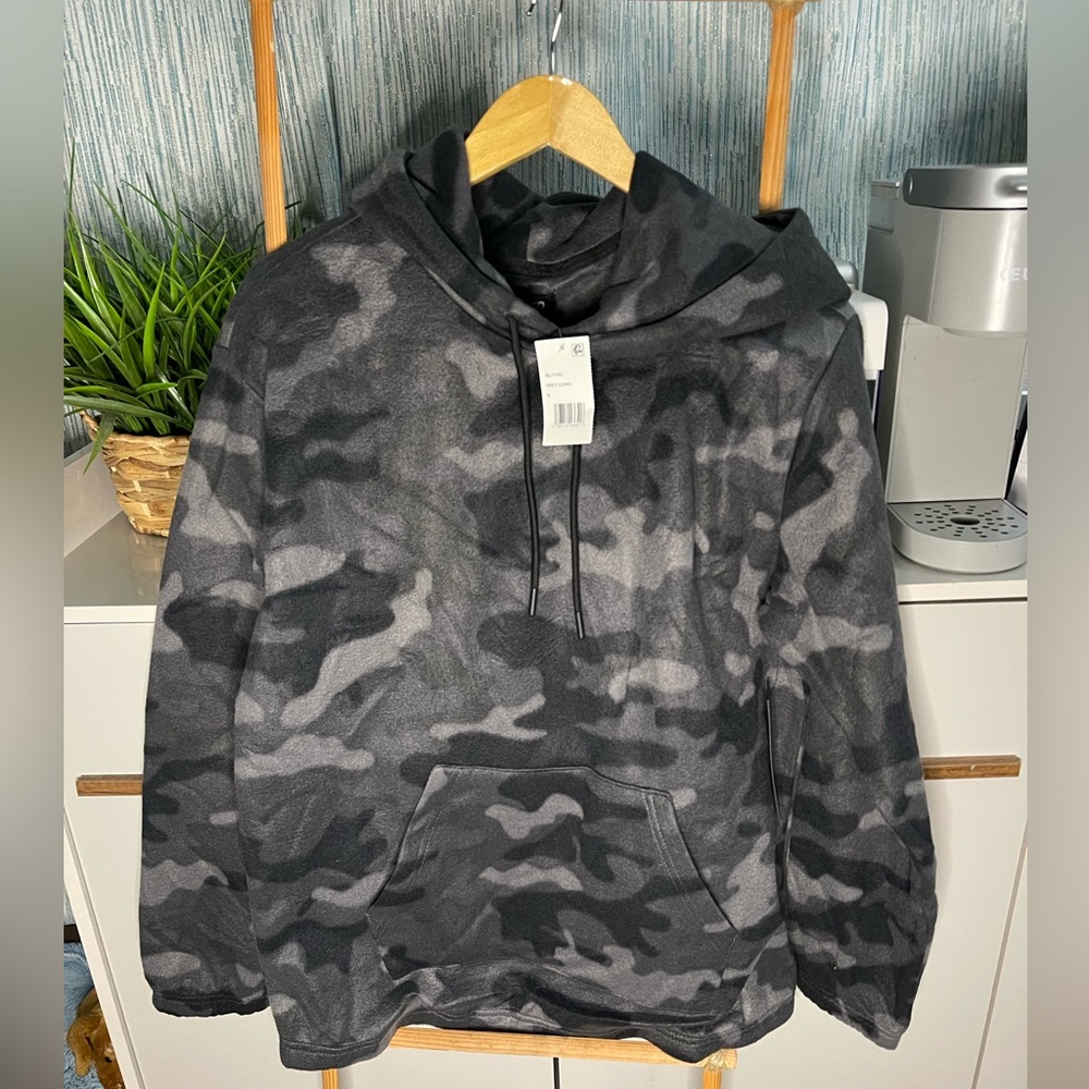 Lazer Fleece Grey Camo Hoodie Men Small